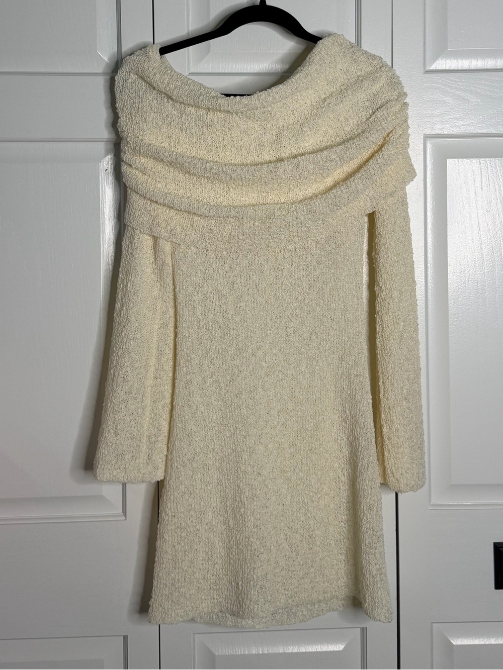 Meshki Cream Off-Shoulder Bouclé Beach Dress